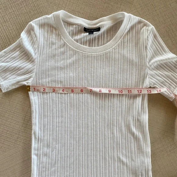 Topshop Alexa tee short sleeve ribbed white size 2 - Picture 4 of 11